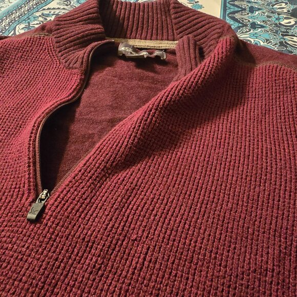 Mens Eddie Bauer 1/4 Zip Burgundy Sweater Cotton/ Wool Size Large X-Large - Picture 7 of 7